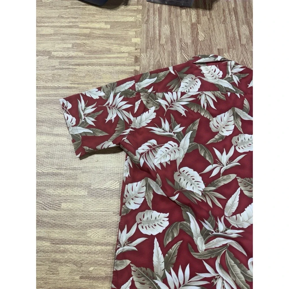 Pierre Cardin Tropical Palm Hawaiian Floral Print‎ Cotton Lawn Shirt Size L